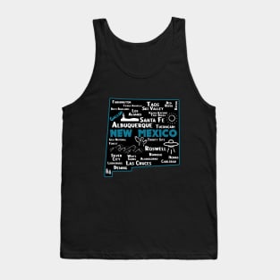 Gallup New Mexico map Albuquerque Map Santa Fe Los Alamos, Taos,Roswell Las Cruces Deming Carlsbad Hobbs Silver City Tank Top